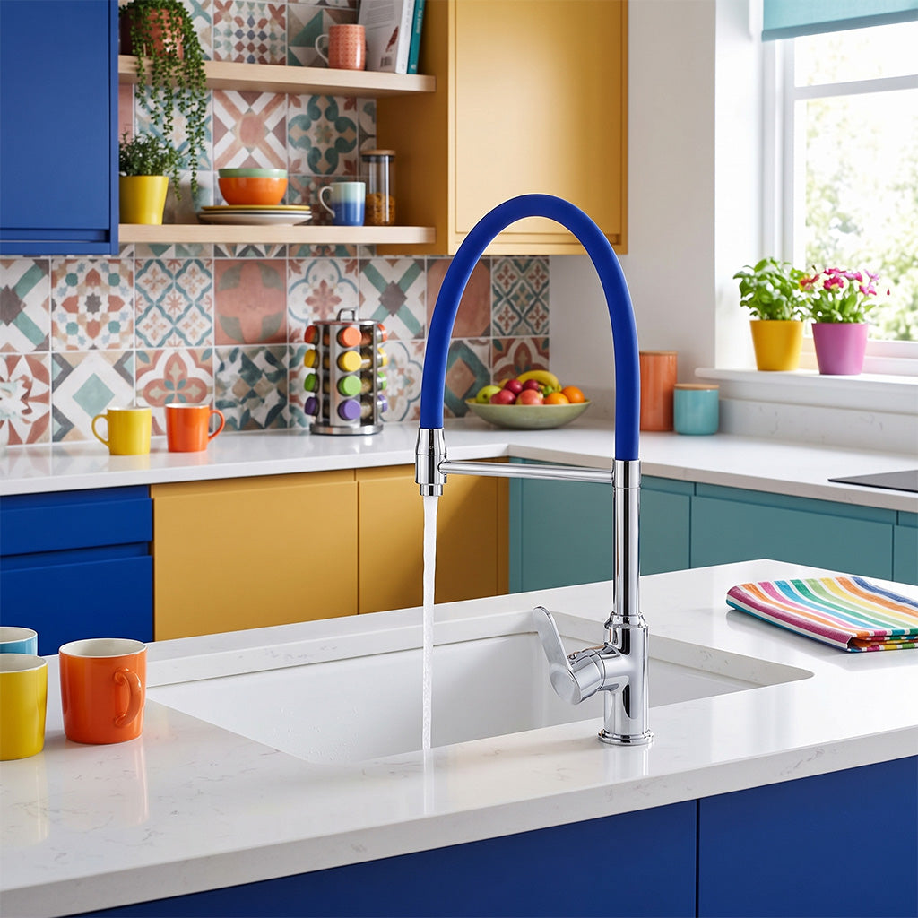 AQUILLA Pull Out Clasp Docking With Flexible Rubber Spot And Chrome Finished - Blue
