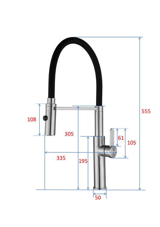 ARCO Clasp Docking Single Lever Mixing Tap Black Silicone Rubber Spout