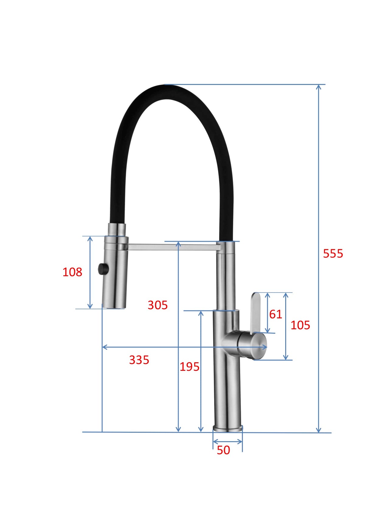 ARCO Clasp Docking Single Lever Mixing Tap Black Silicone Rubber Spout