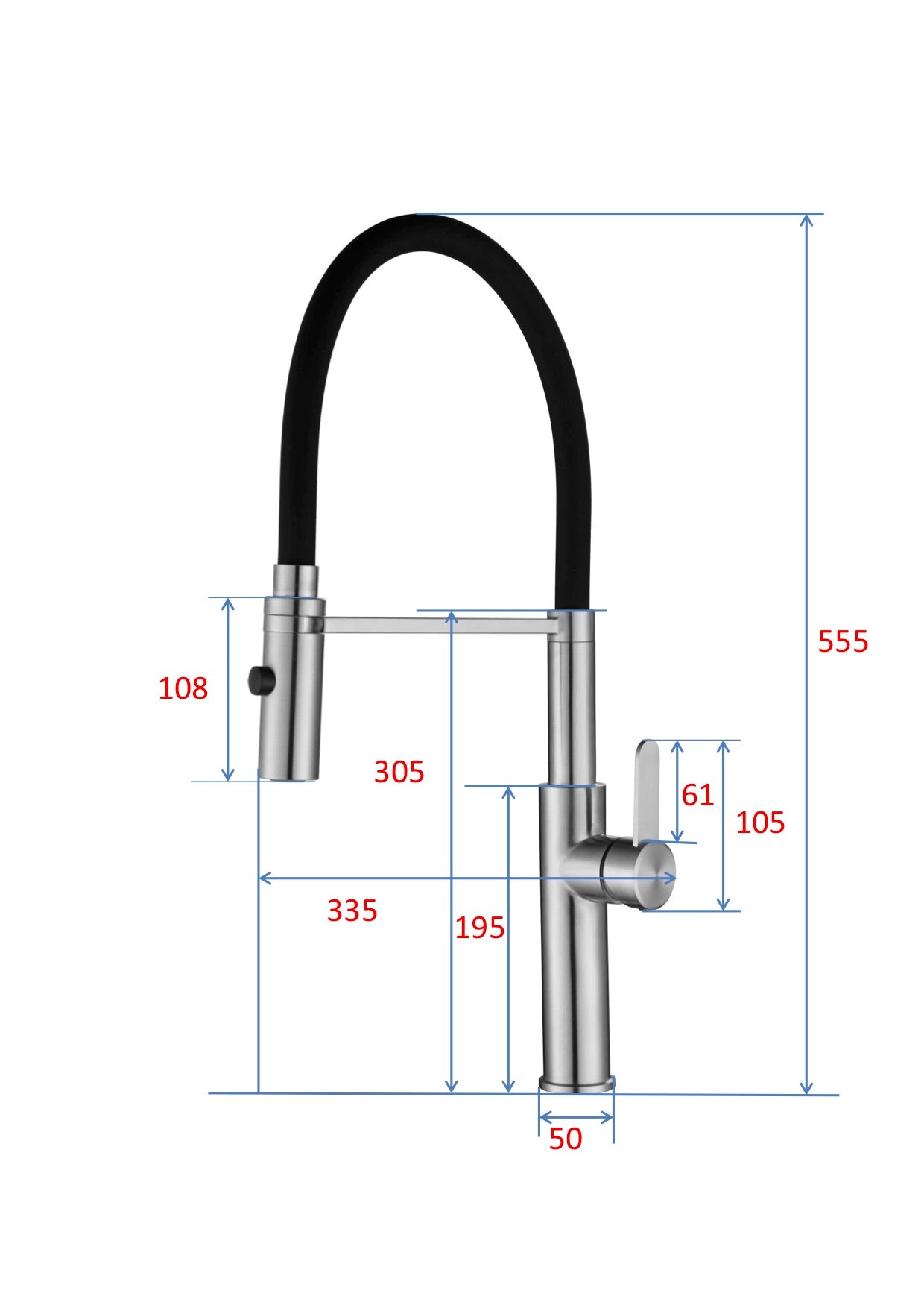 ARCO Clasp Docking Single Lever Mixing Tap Black Silicone Rubber Spout
