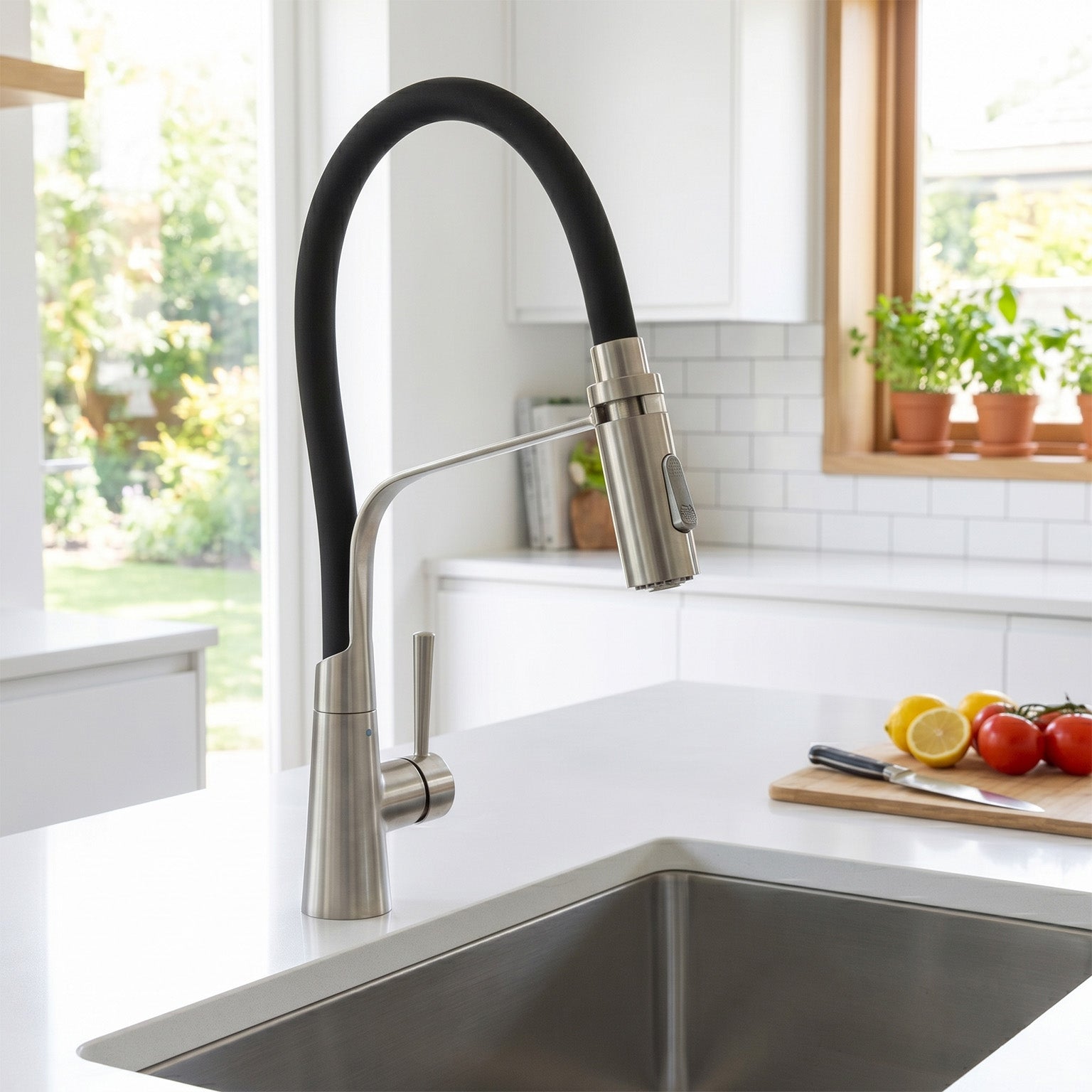 CICLO Clasp Docking Mixer Tap With A Black Flexible Rubber Silicone Spout