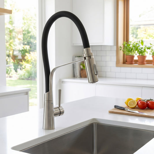 CICLO Clasp Docking Mixer Tap With A Black Flexible Rubber Silicone Spout