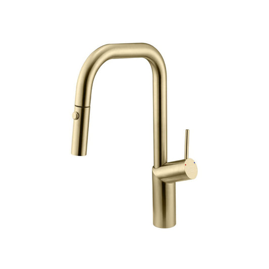 CURVAS GOLD With Pull Out Rounded Spray Head Single Lever Mixer Tap