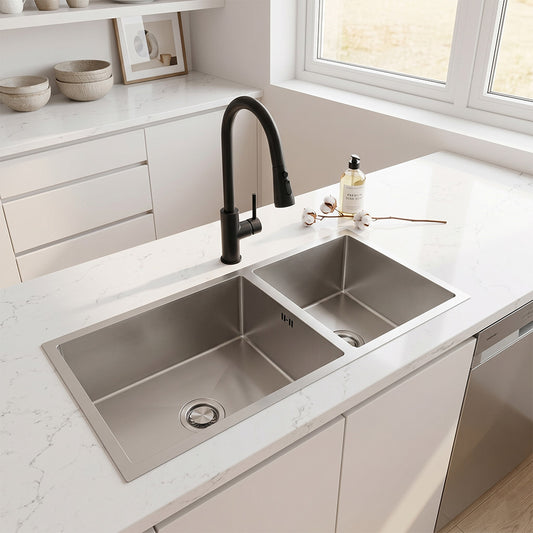 DUOGRANDE Nano Coated Double Sink Deep Bowl System 500mm x 350mm