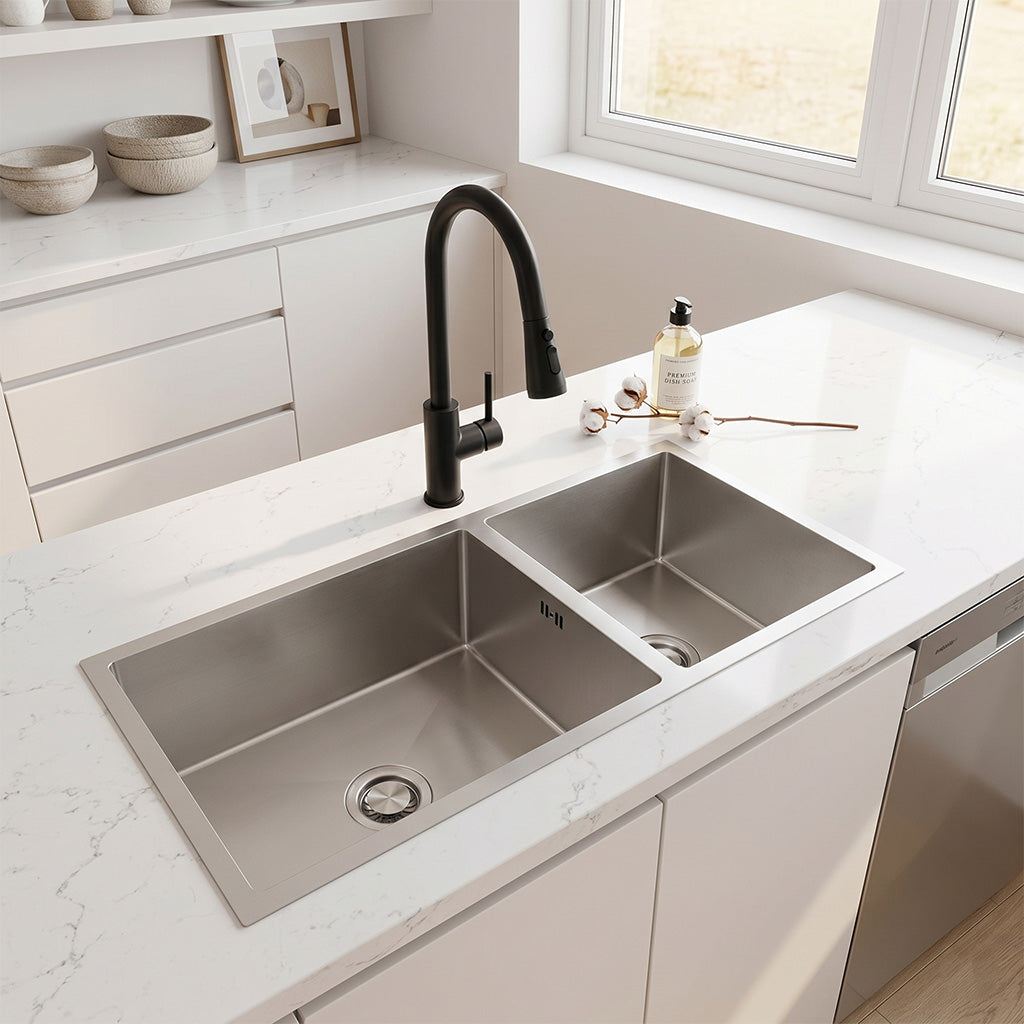 DUOGRANDE Nano Coated Double Sink Deep Bowl System 500mm x 350mm