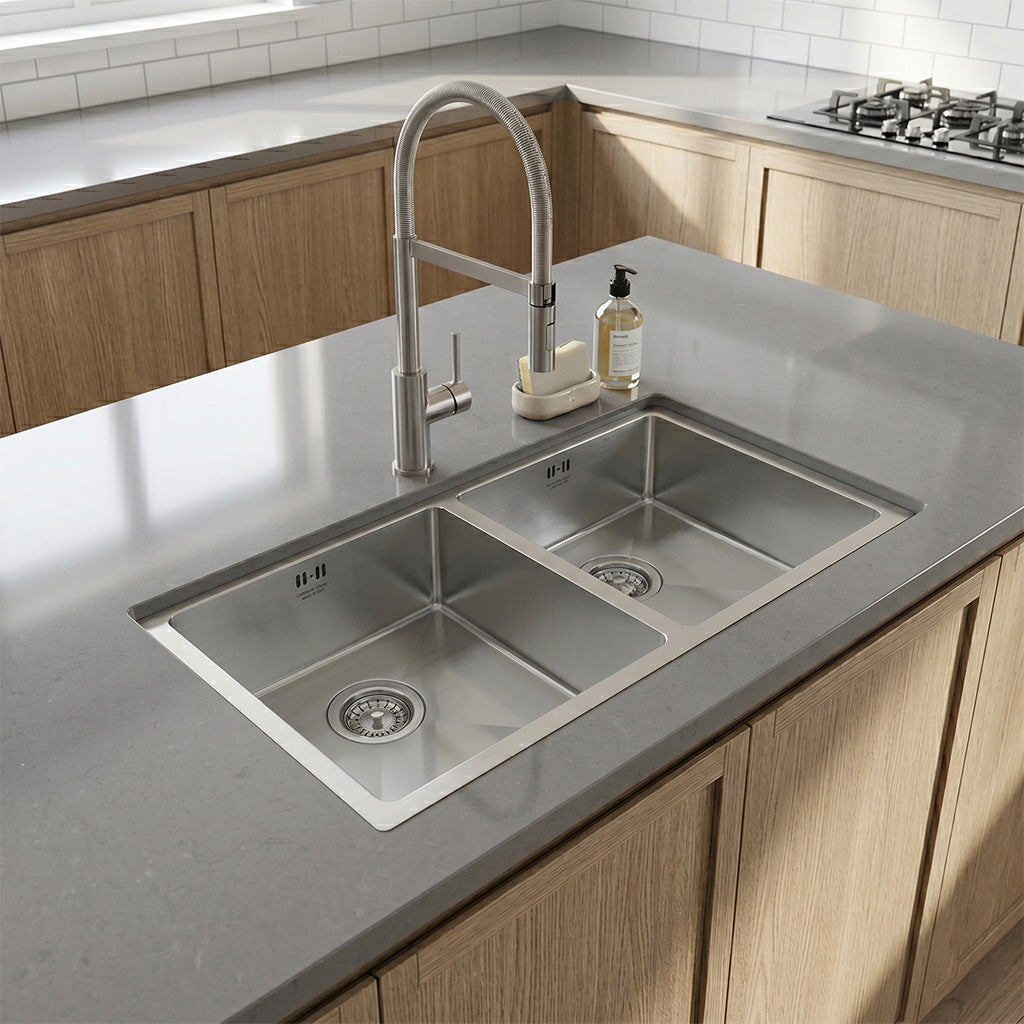 GEMELLO Nano Coated Stainless Steel Double Bowl System 825mm x 450mm