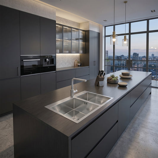 ROCA Brushed Stainless Steel Sink Dual Bowl System