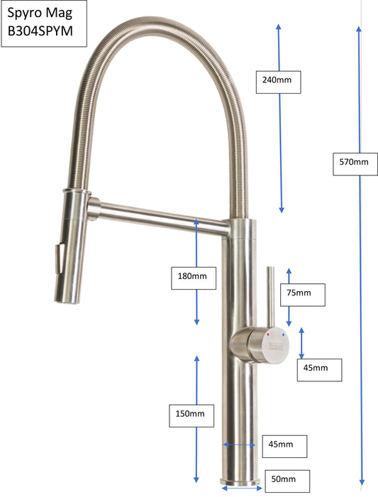 SPYRO Magnetic Docking Tap Single Lever Flexible Stainless Steel Spiral Spout
