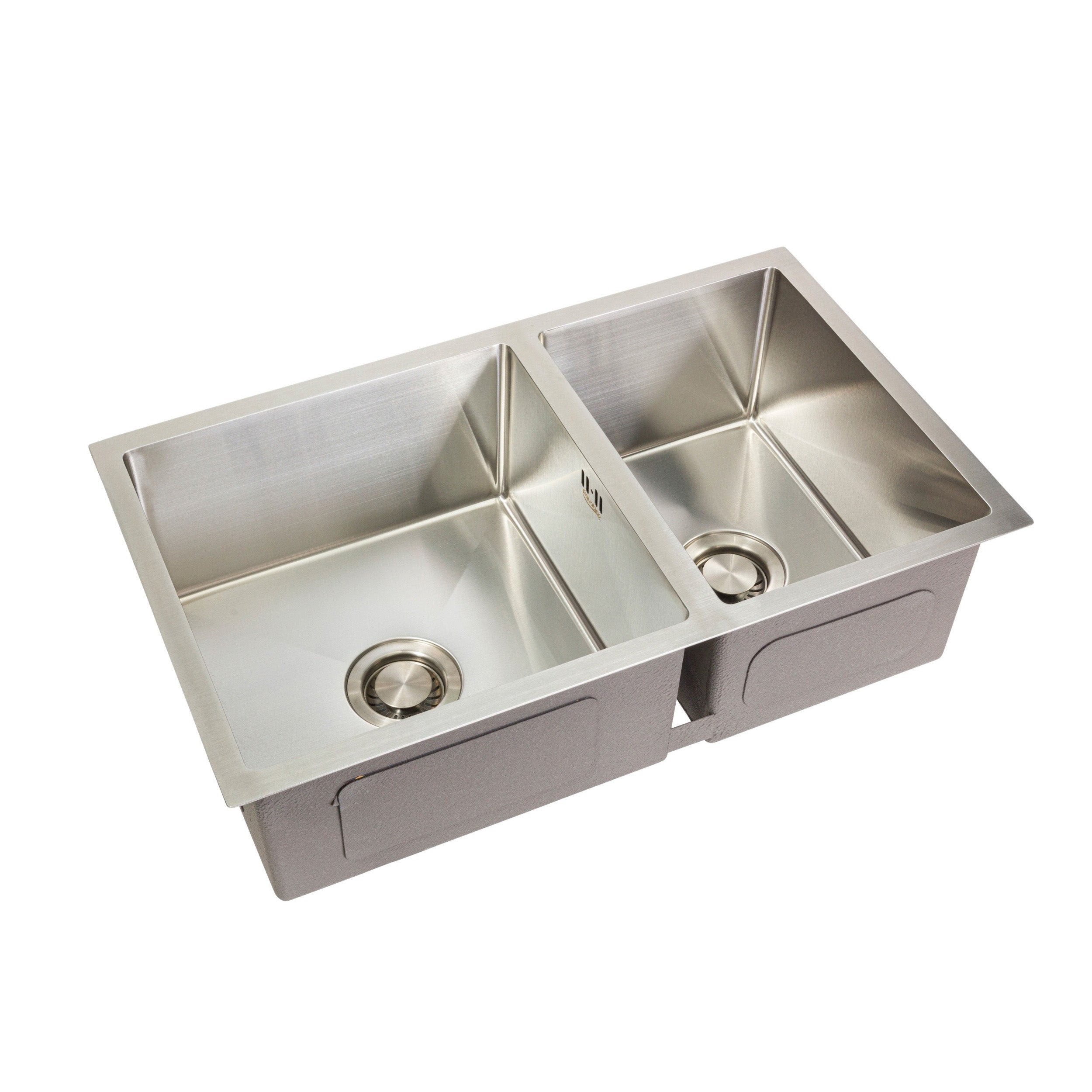ELEGANTE Brushed Stainless Steel With Two Deep Sink Bowls 420mm And 280mm Width