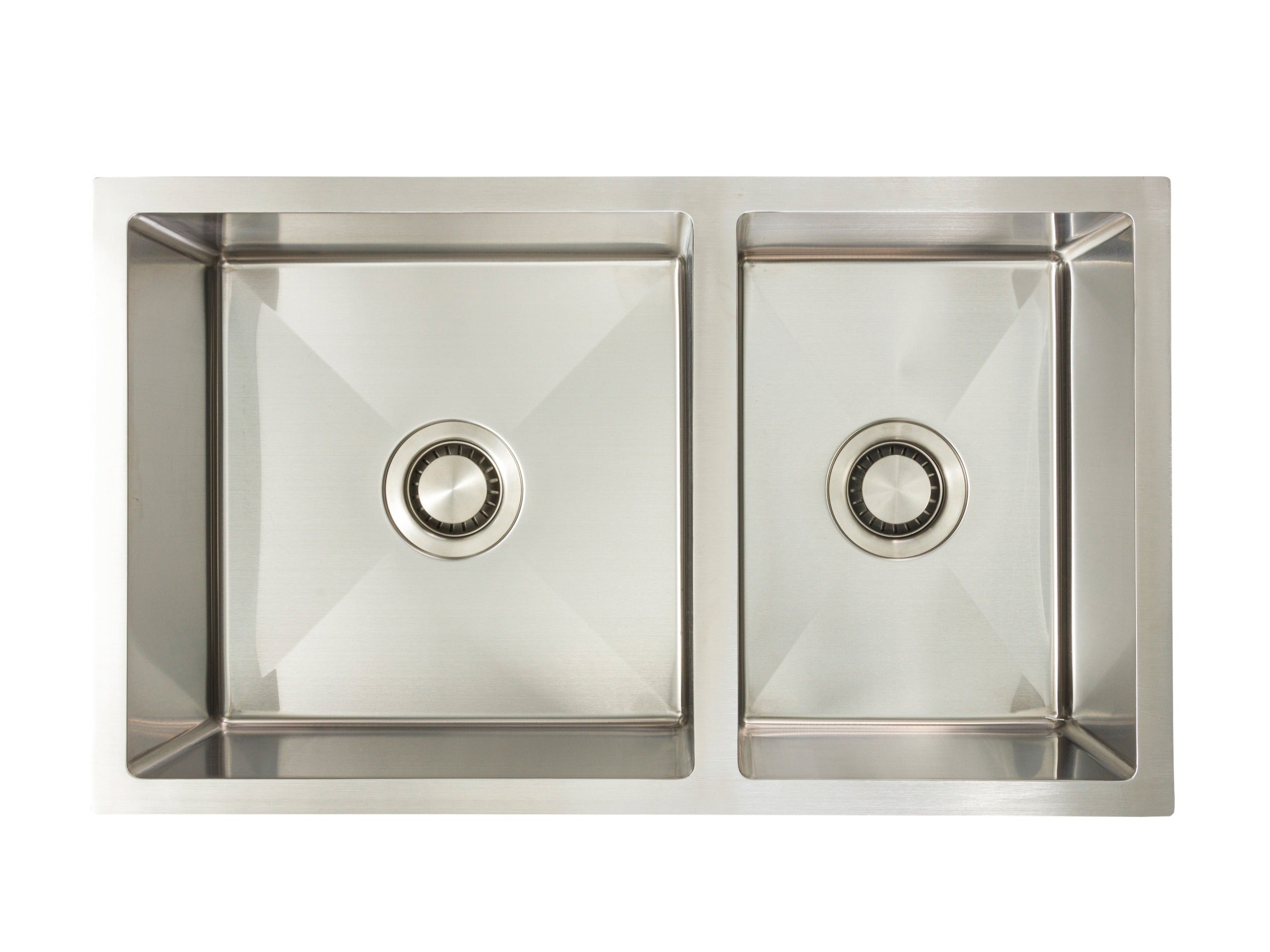 ELEGANTE Brushed Stainless Steel With Two Deep Sink Bowls 420mm And 280mm Width