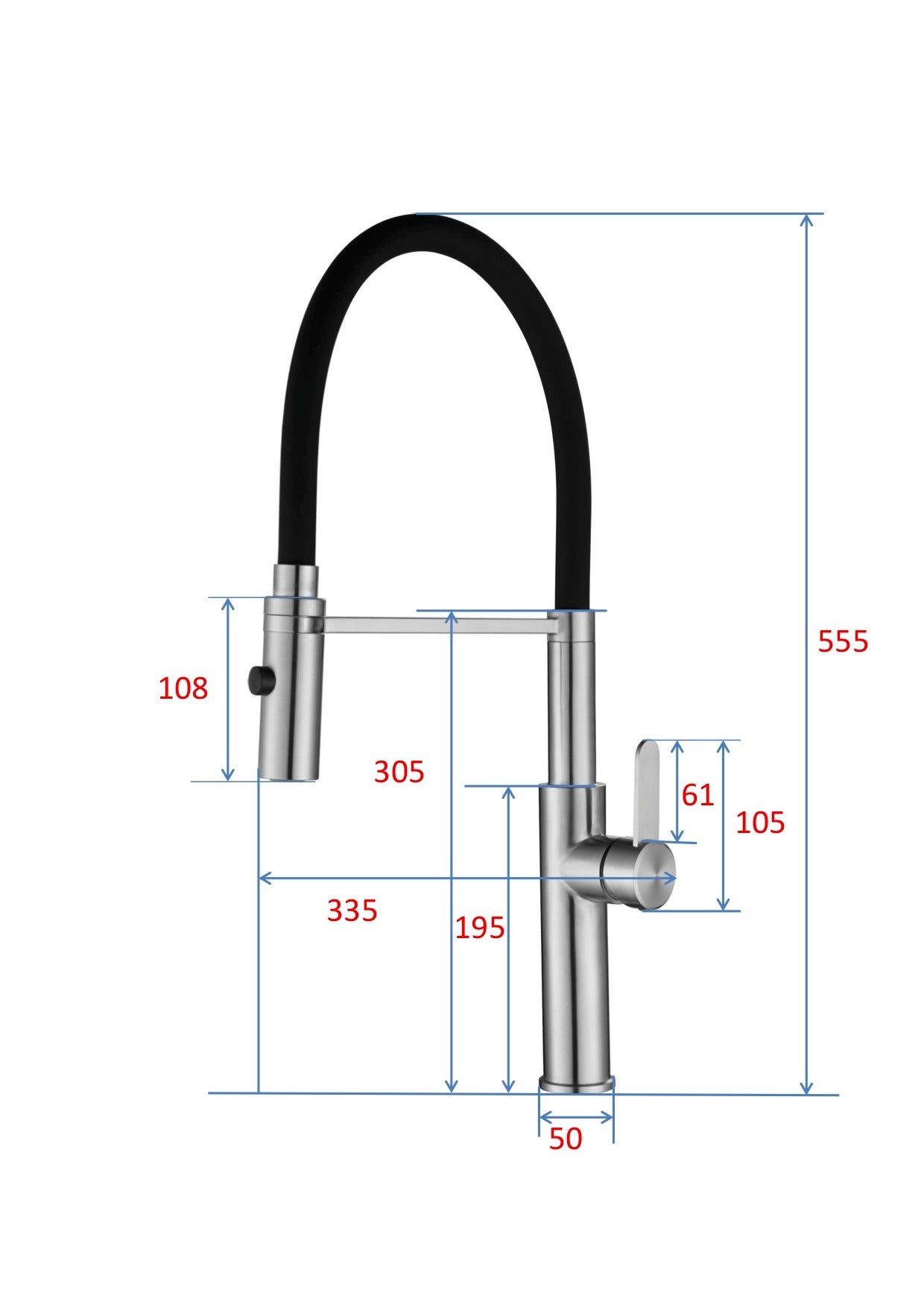 ARCO Clasp Docking Single Lever Mixing Tap Black Silicone Rubber Spout