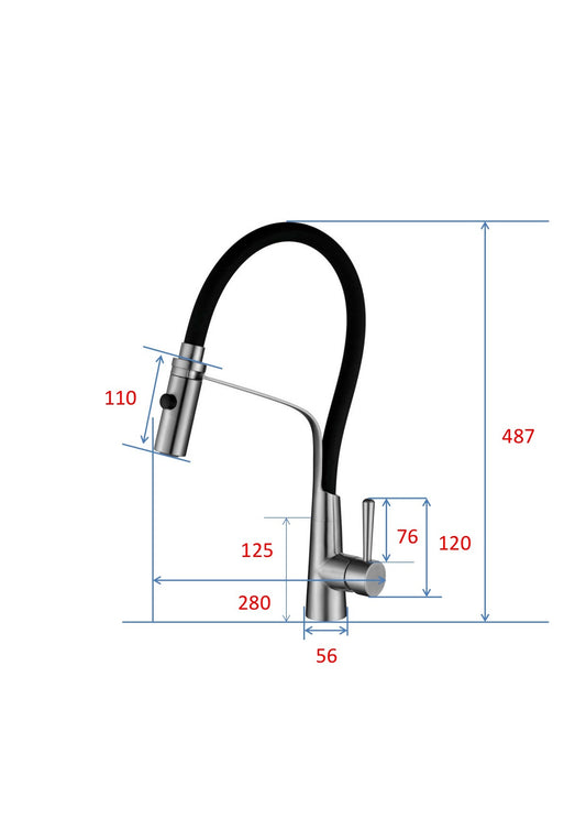 CICLO Clasp Docking Mixer Tap With A Black Flexible Rubber Silicone Spout