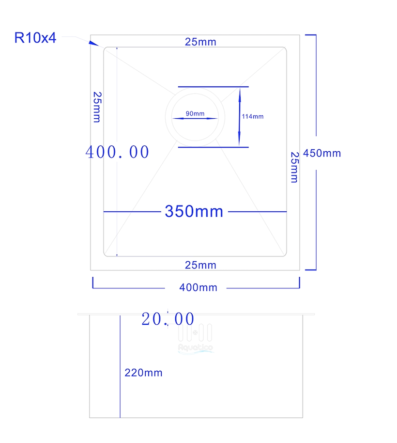 CLASSICO Nano Coated Stainless Steel Sink 350mm x 400mm