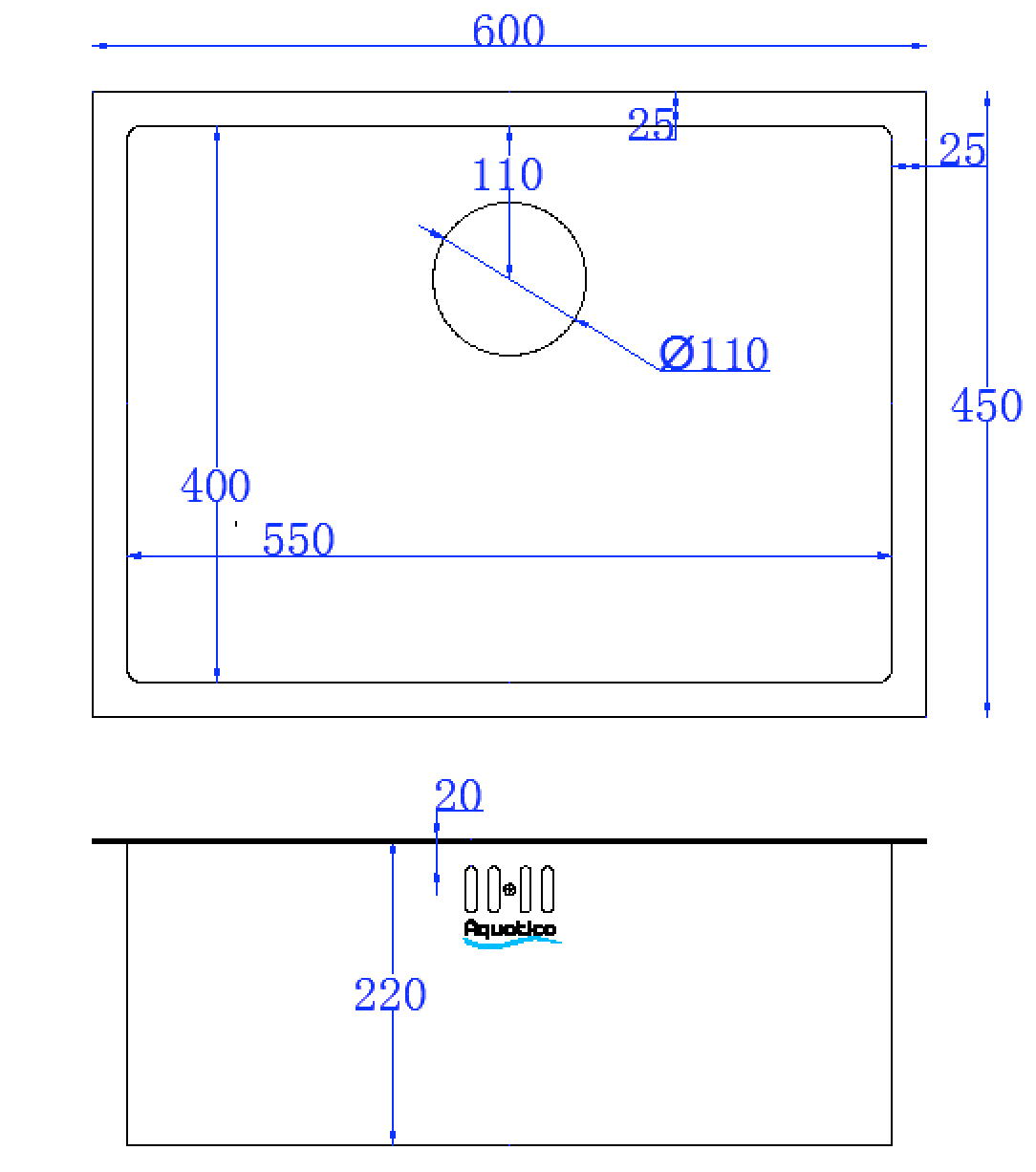 CLASSICO Nano Coated Stainless Steel Sink 550mm x 400mm